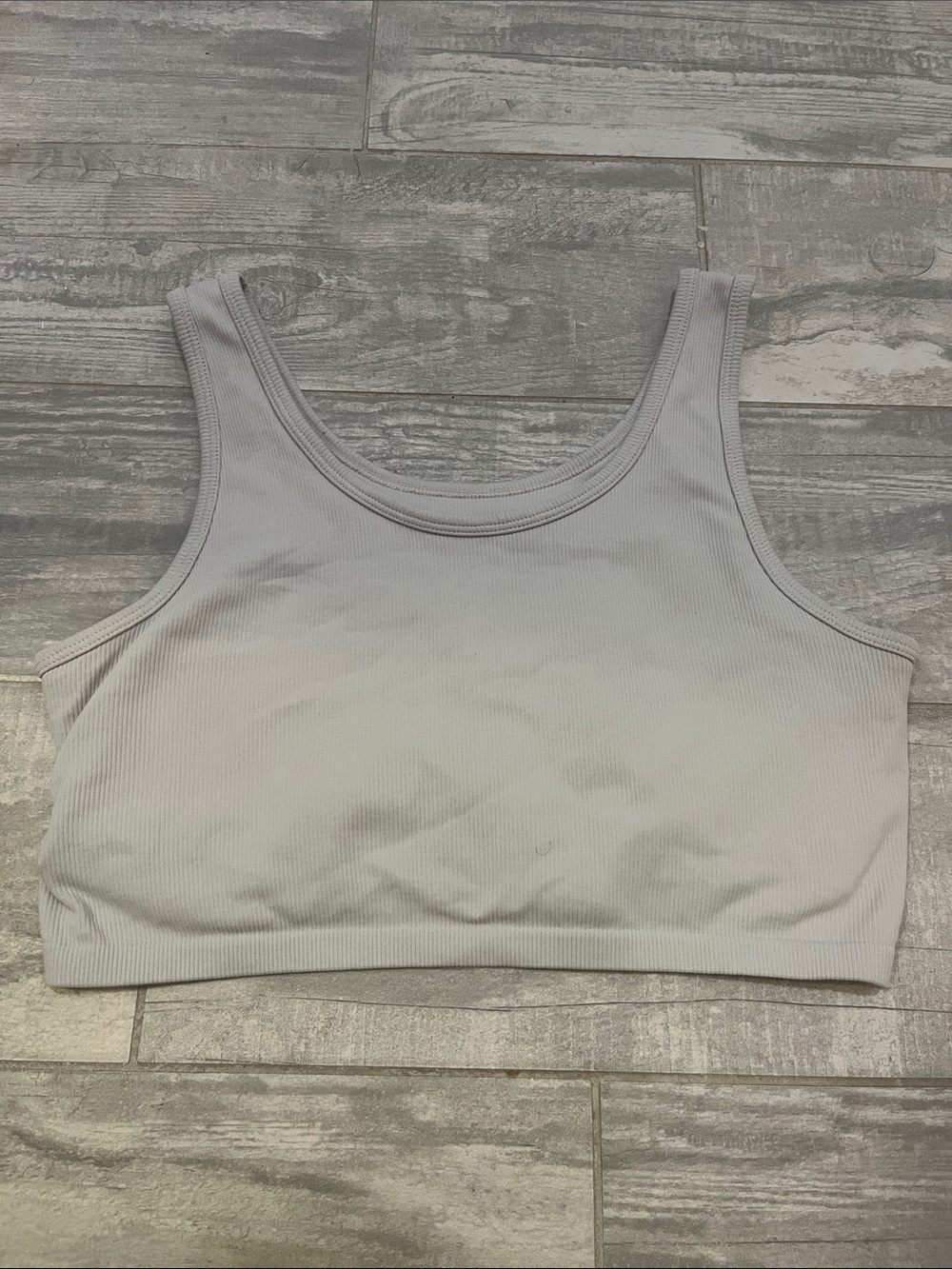 aerie Light Gray Ribbed Crop Tank Top